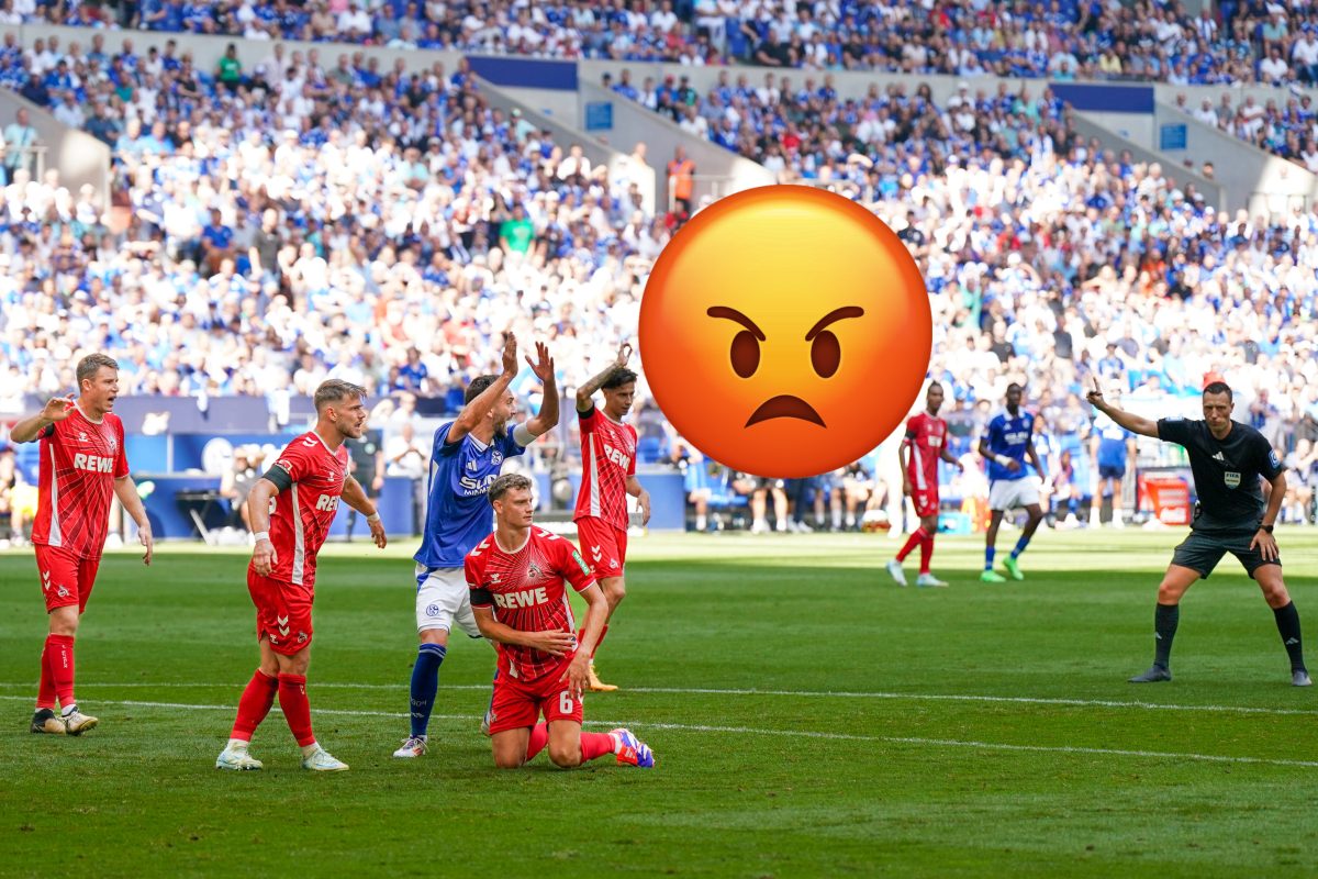 Im Spiel FC Schalke 04 - 1. FC Köln gab es einmal mehr große Diskussionen um eine Schiedsrichter-Entscheidung. Die Fans waren stocksauer.