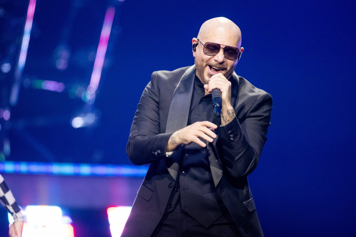 US-Rapper Pitbull wÃ¤hrend eines Auftritts.