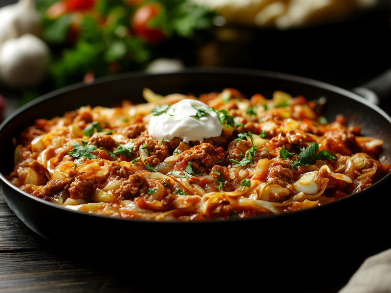 Diese Spitzkohlpfanne mit Hackfleisch ist ideal fÃ¼r ein schnelles Abendessen