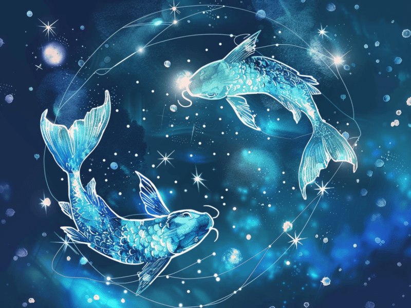 Zwei Fische in Universum