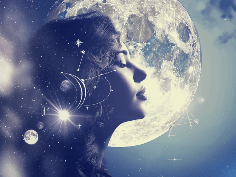 Frau vor dem Mond